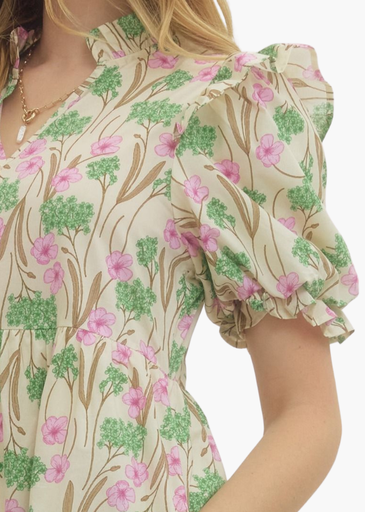 Evelyn Midi Dress in Ecru Pink