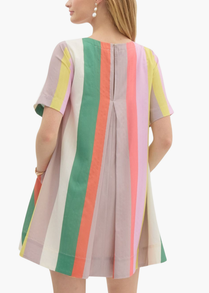 Carly Mini Dress in Green Stripe