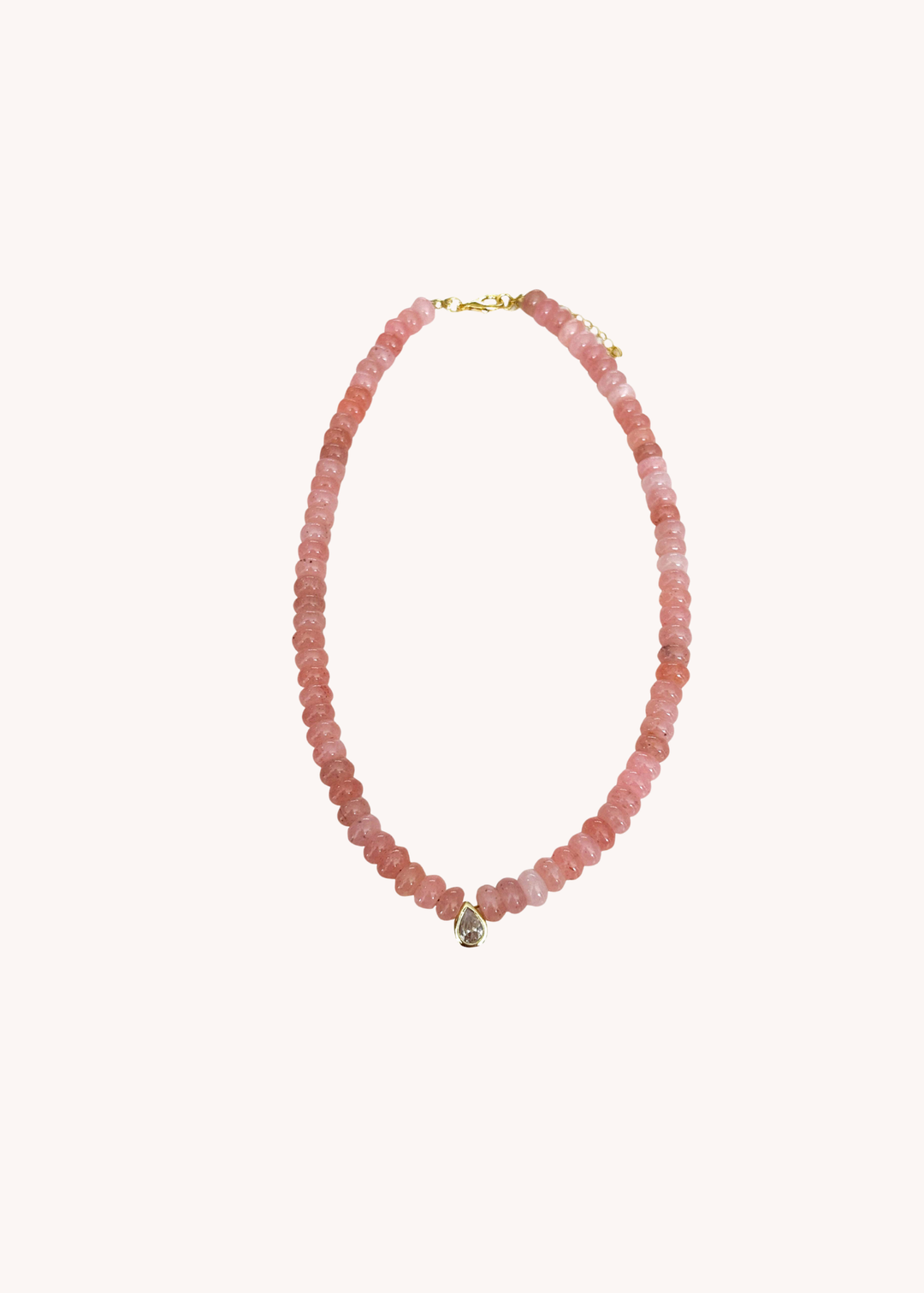 Dori Teardrop Beaded Necklace in Light Pink