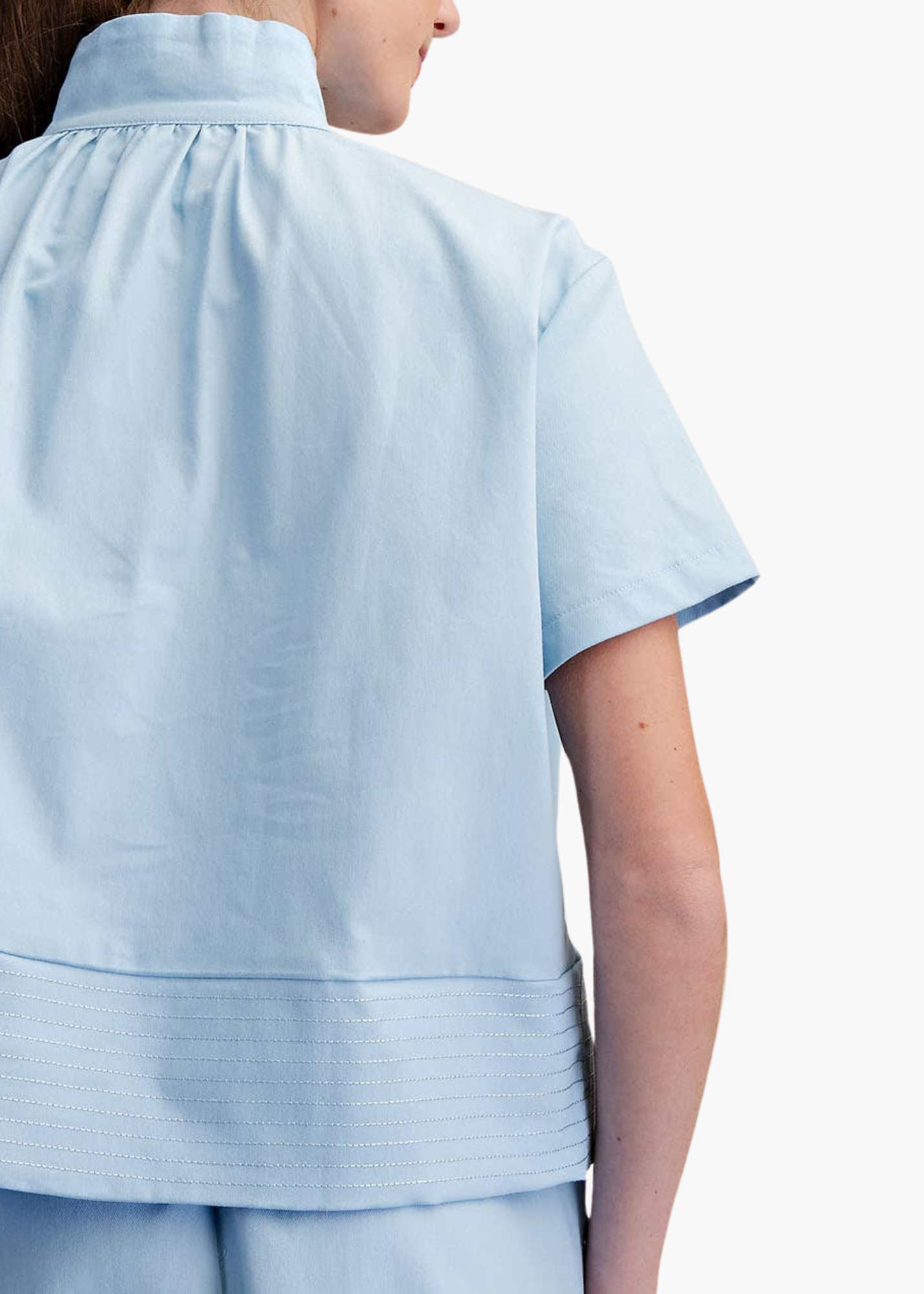 Chloe Stand Collar Top in Sky