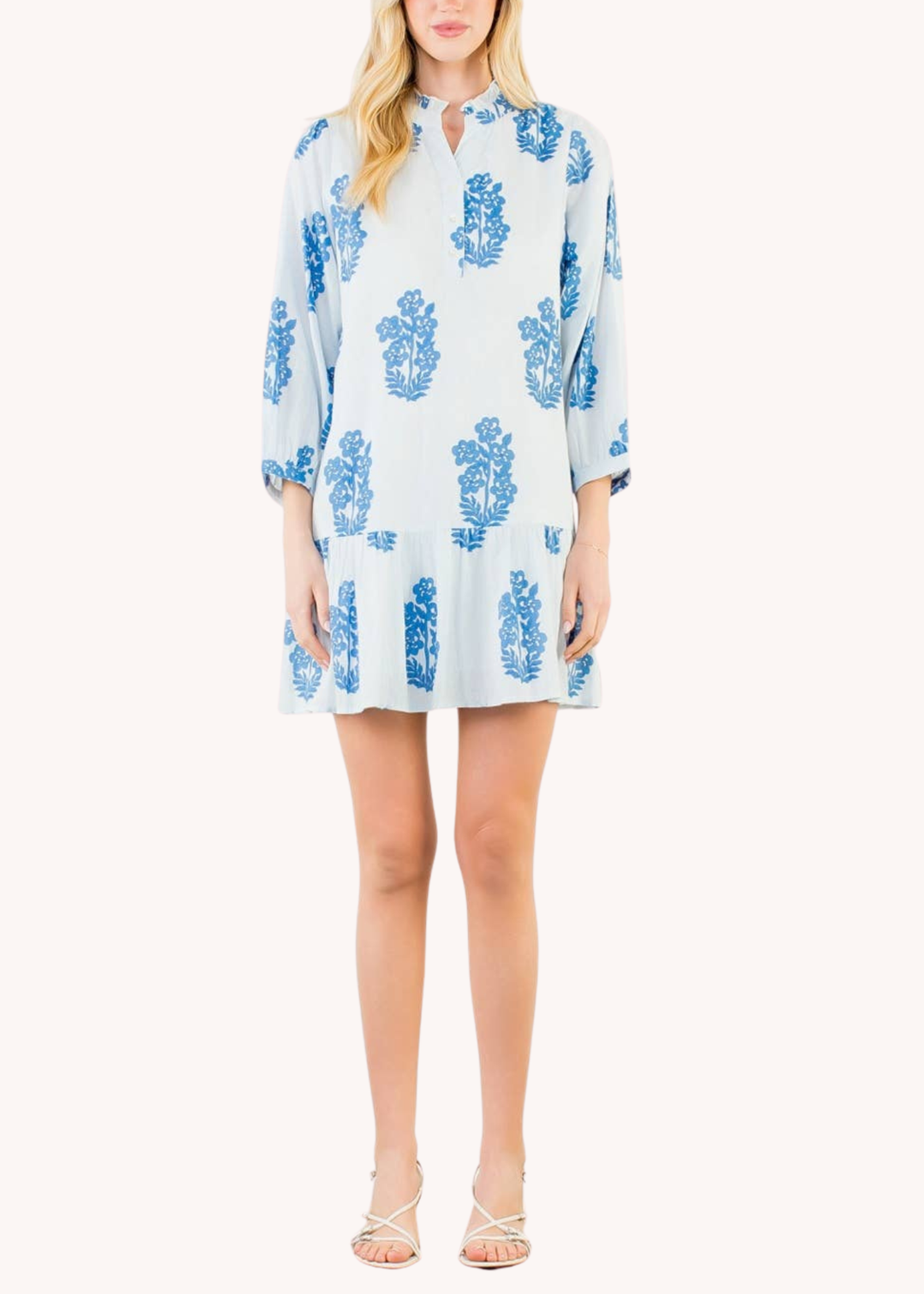 Blockprint Cotton Tiered Dress
