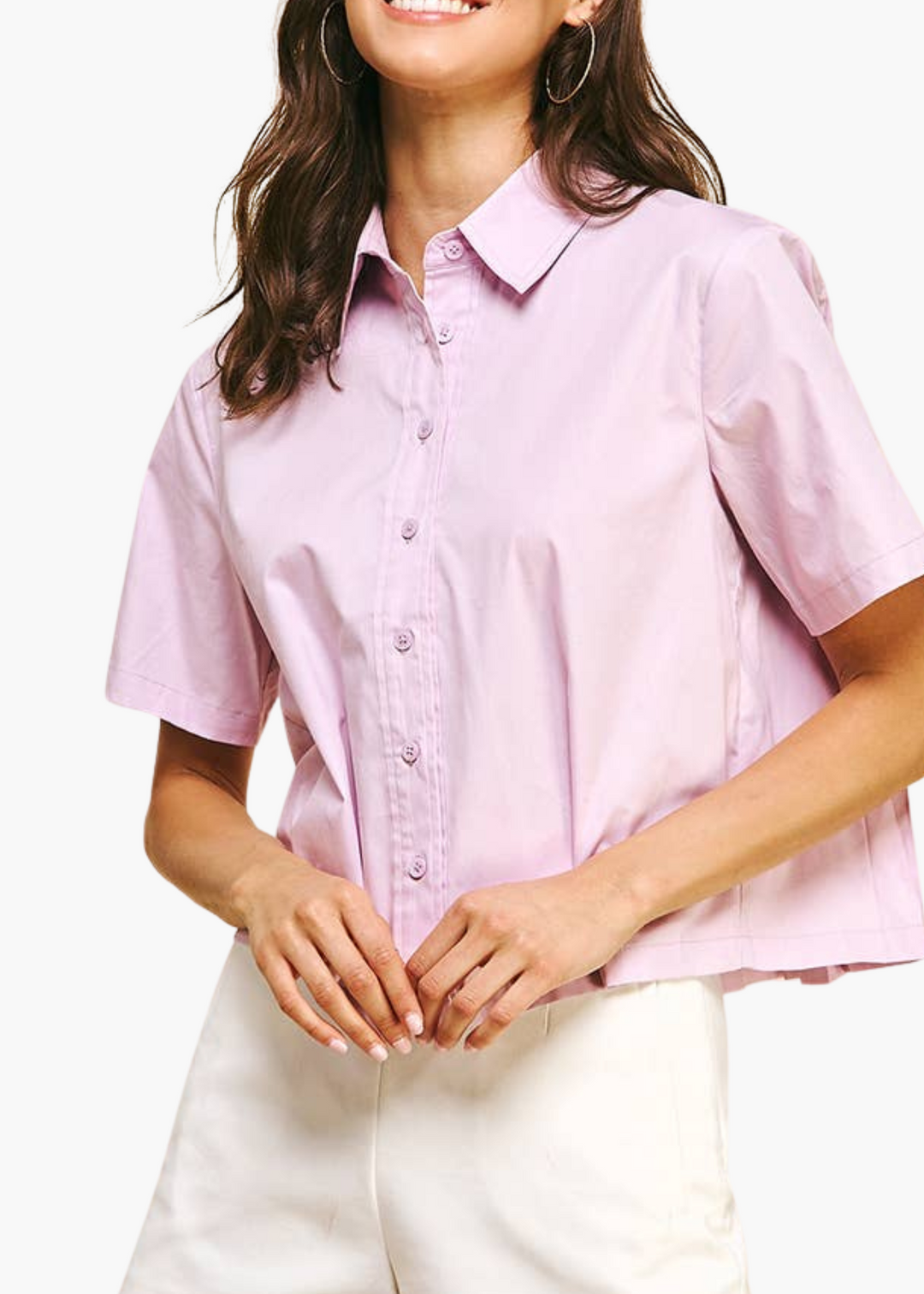 Morgan Cropped Button Up in Lavender