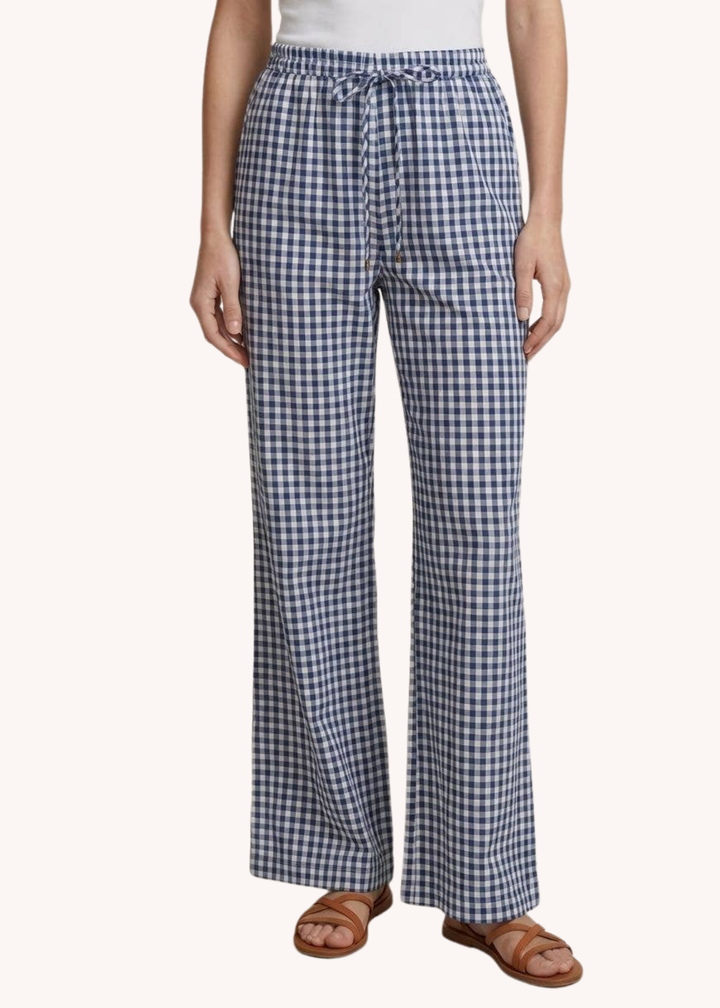 Lee Drawstring Pants in Navy Gingham