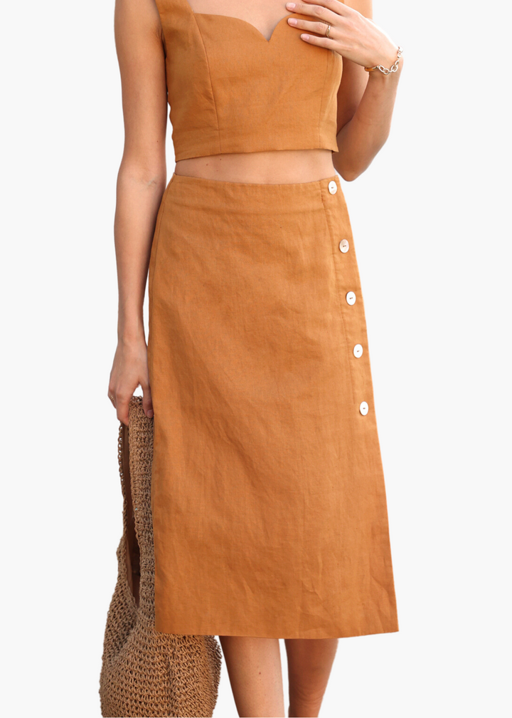 Blake Button Front Midi Skirt