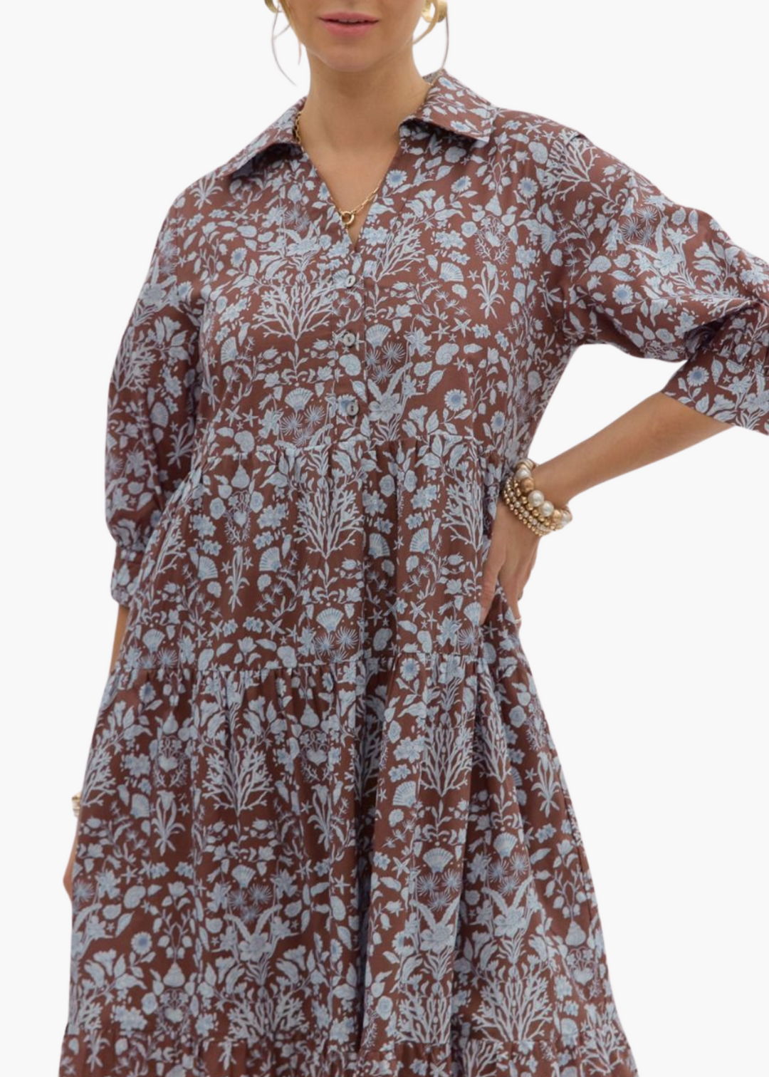 Karla Midi Dress in Brown