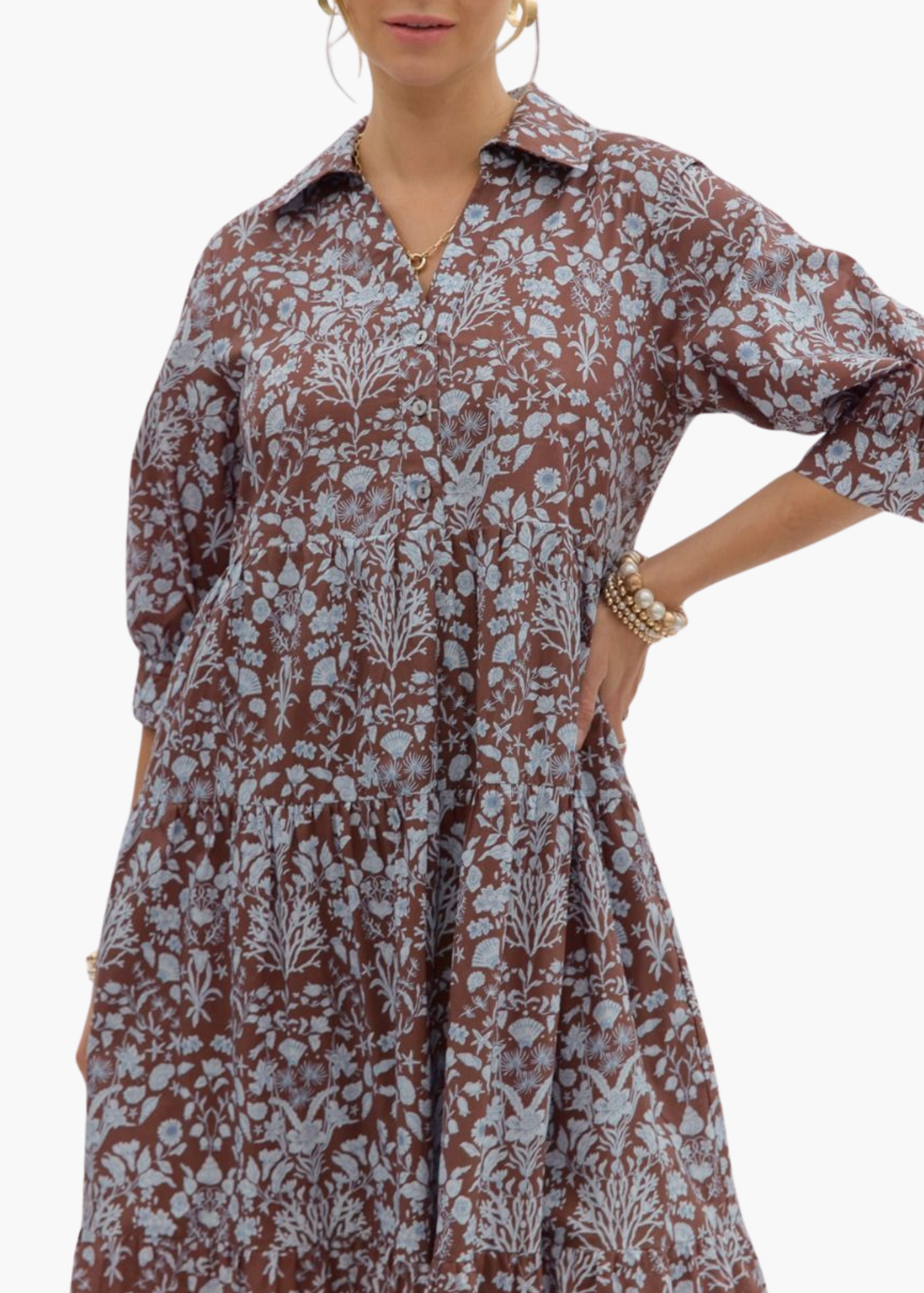 Karla Midi Dress in Brown