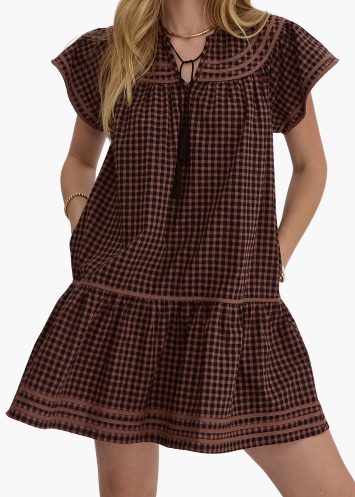 Sutton Mini Dress in Brown