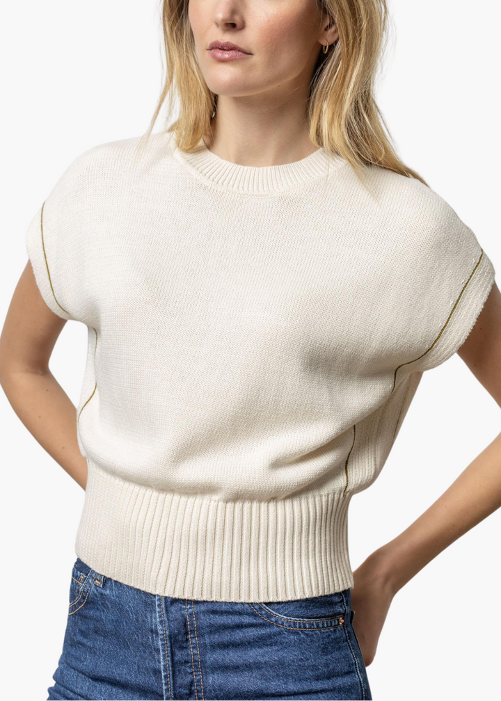 Wedge Pullover Sweater in Cream