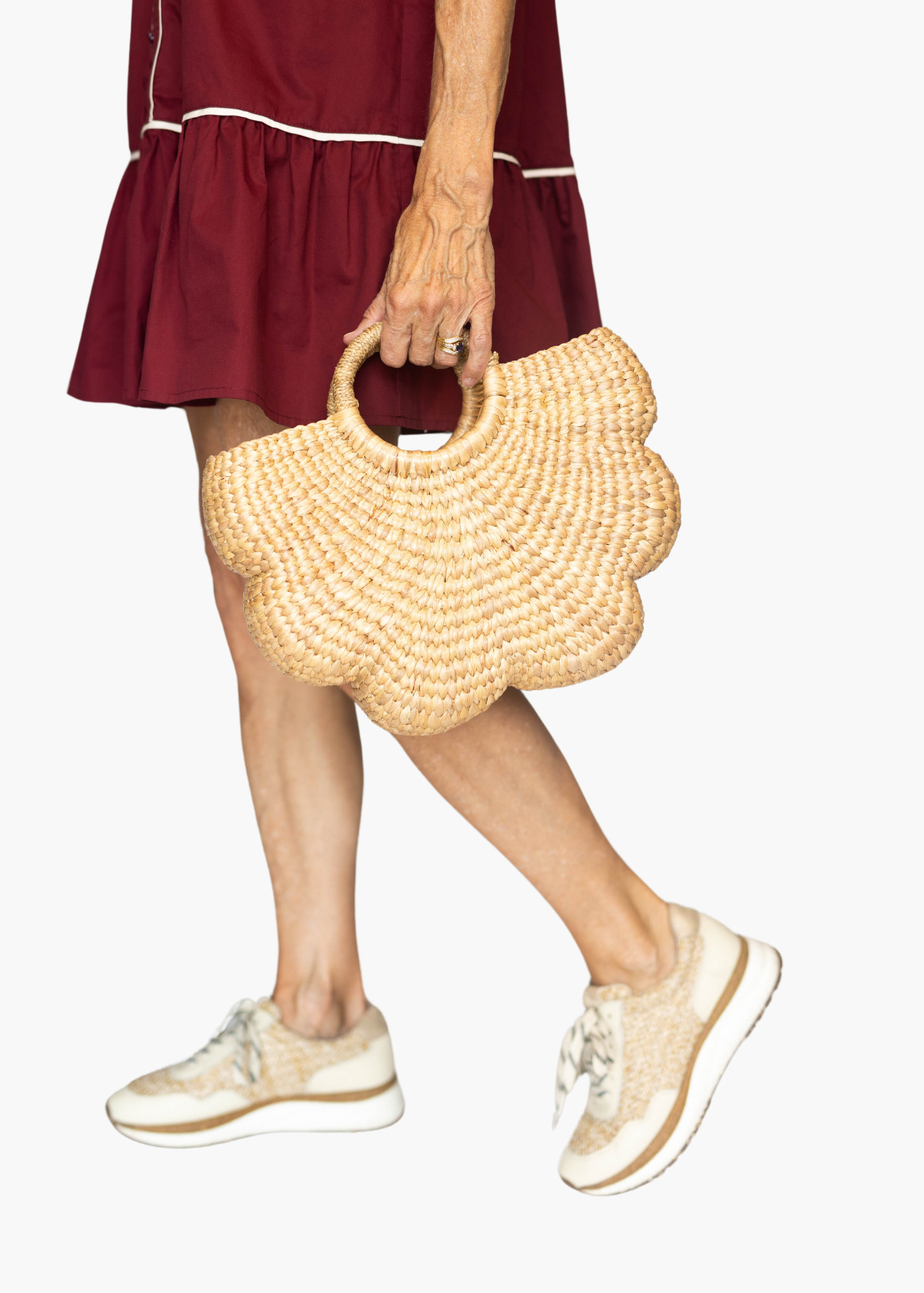 Scalloped Hyacinth Woven Handbag