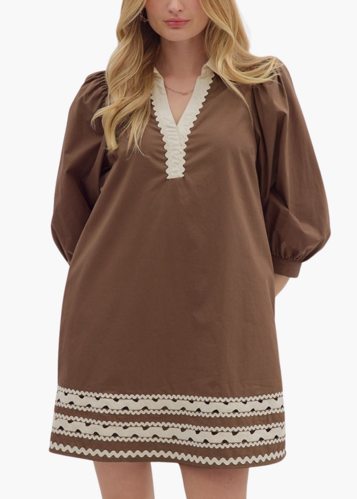 Lina Mini Dress in Brown