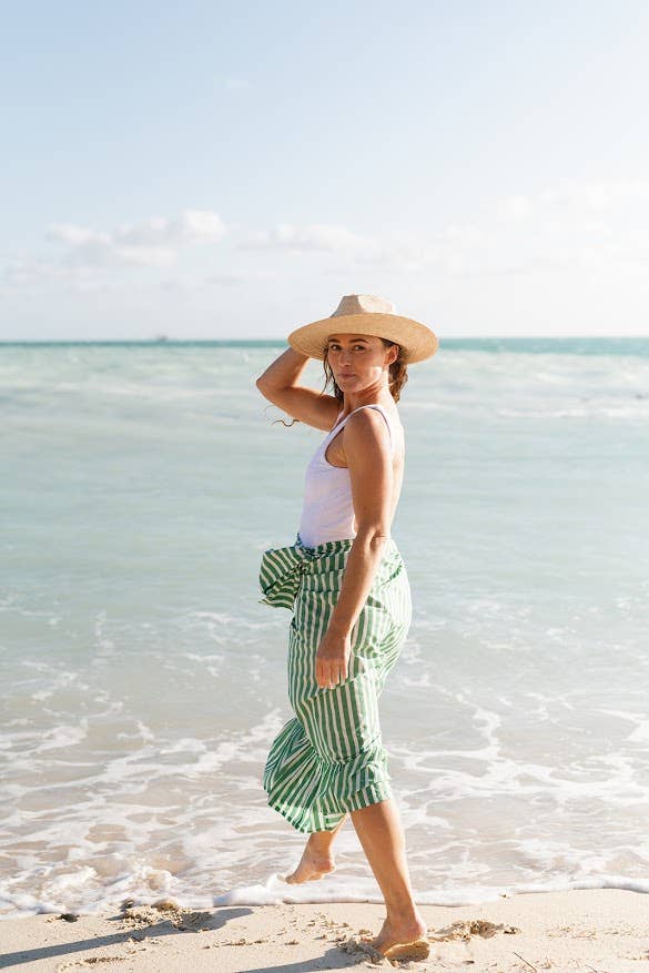 Vienna Sarong in Green and White Stripe