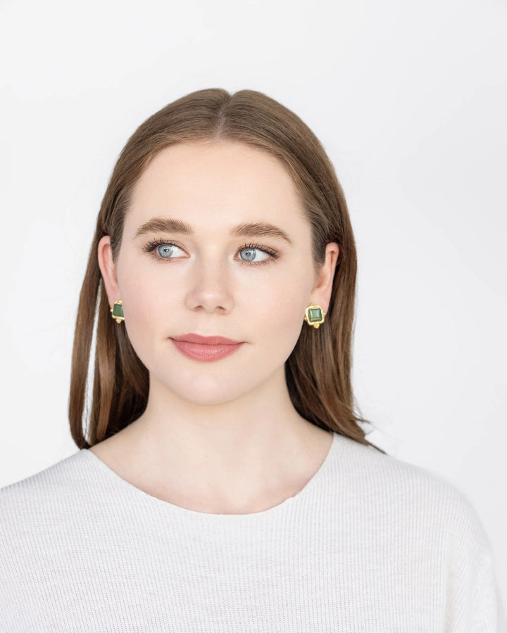 Charlotte Studs in Emerald Green