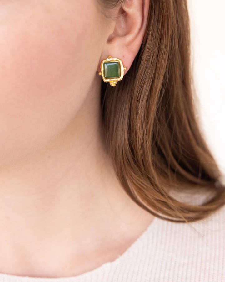 Charlotte Studs in Emerald Green