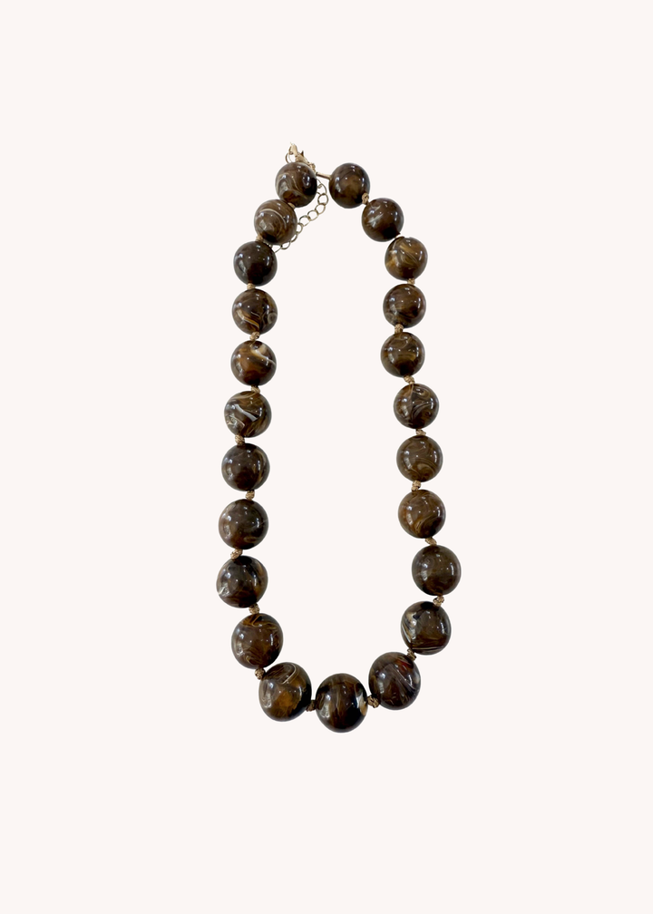 Mabry Chunky Beaded Necklace in Brown