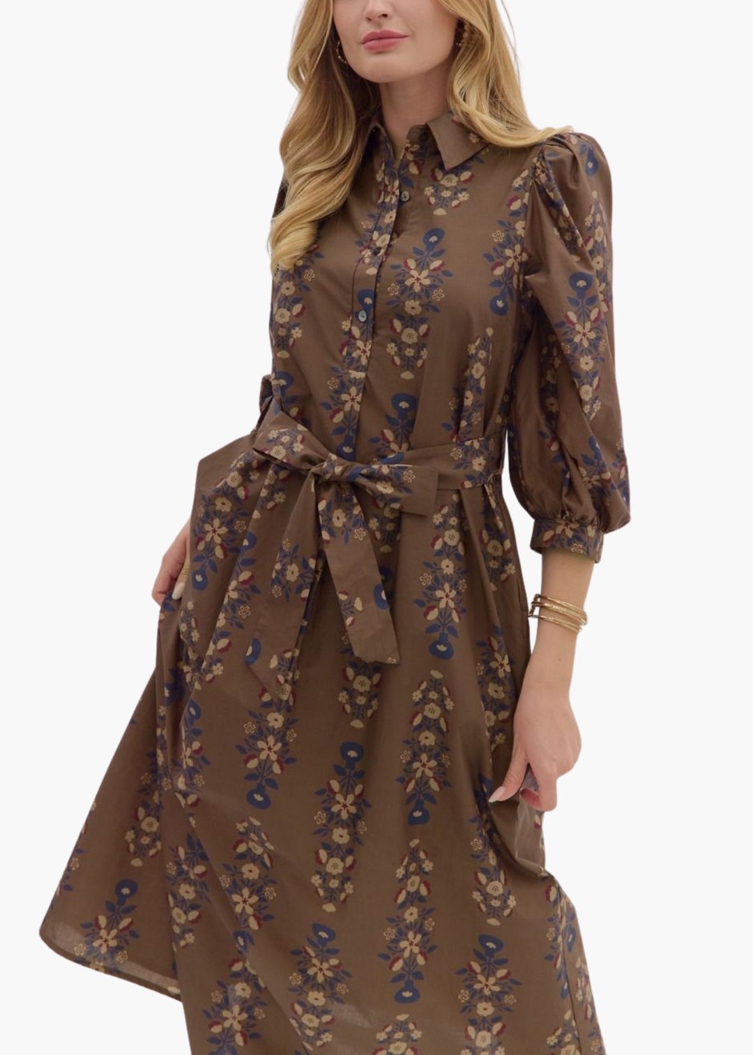 Rory Midi Dress in Brown