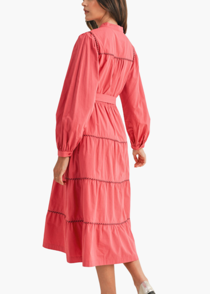 Celine Midi Dress in Pink Raspberry