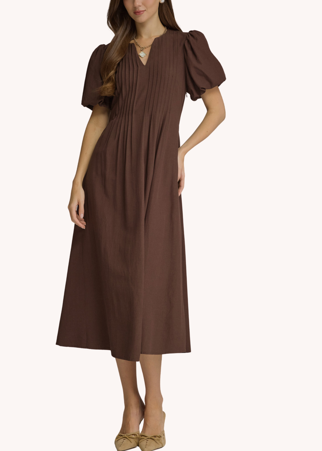 Graham Midi Dress in Chocolate