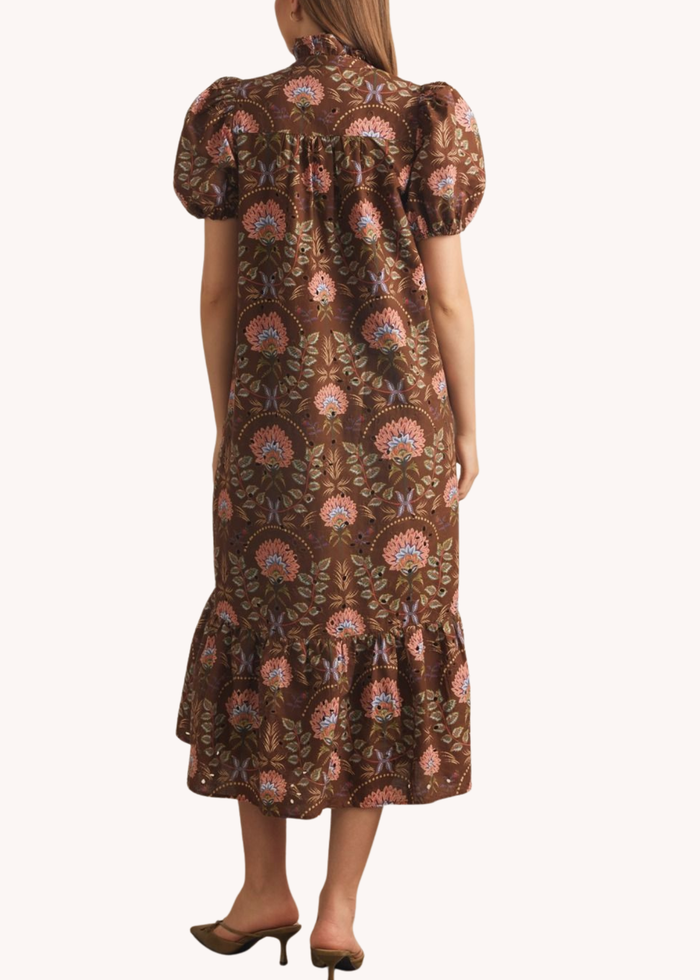 Miller Cotton Midi Dress in Brown