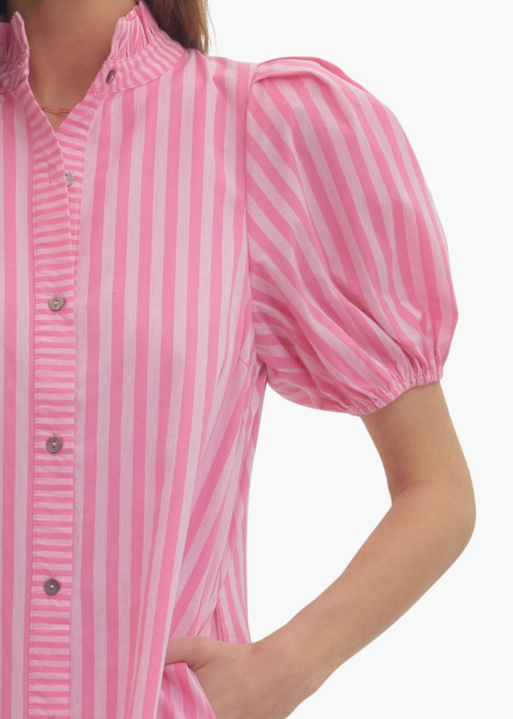 Madison Cotton Midi Dress in Pink