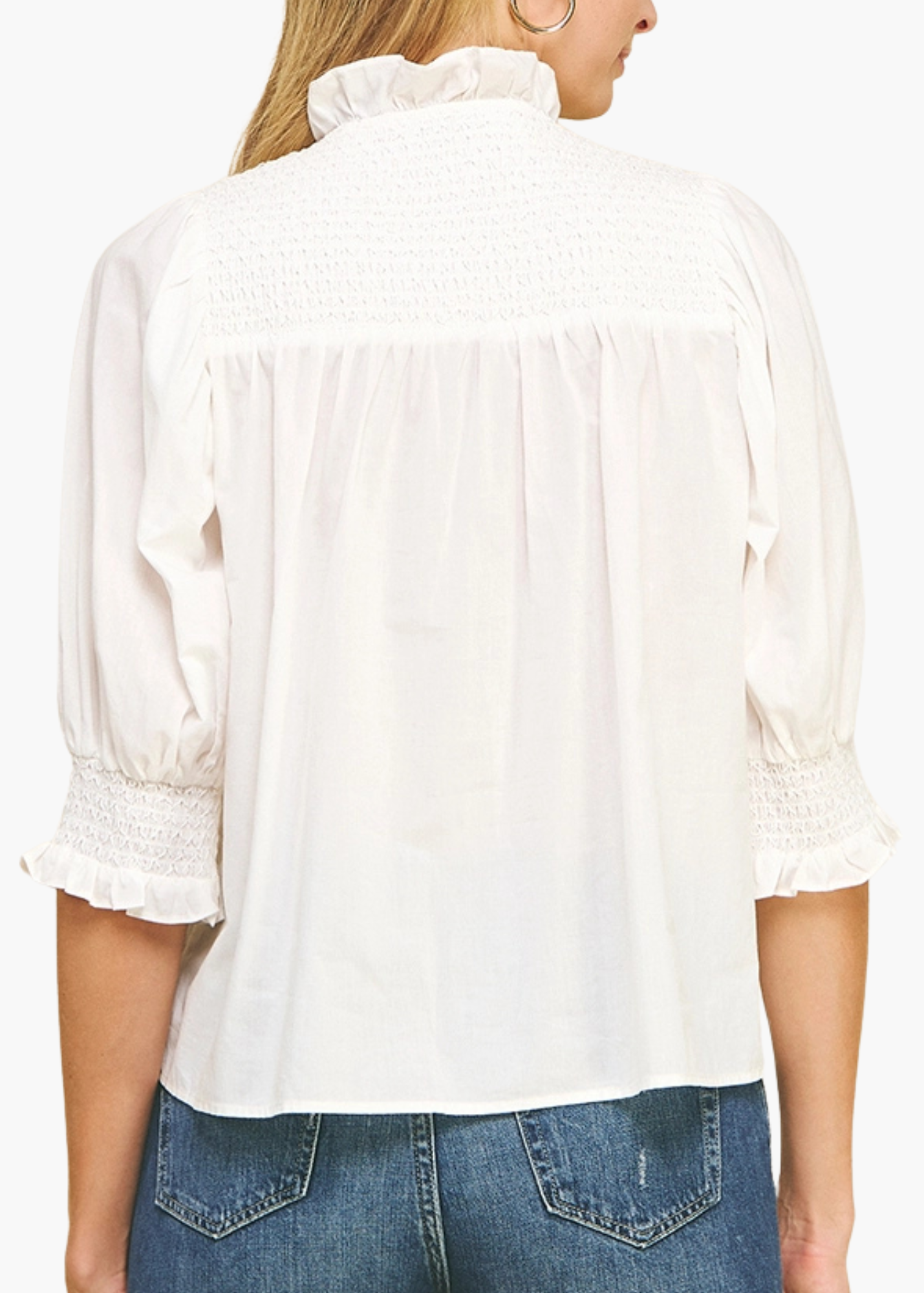 Sawyer Smocked Top in White