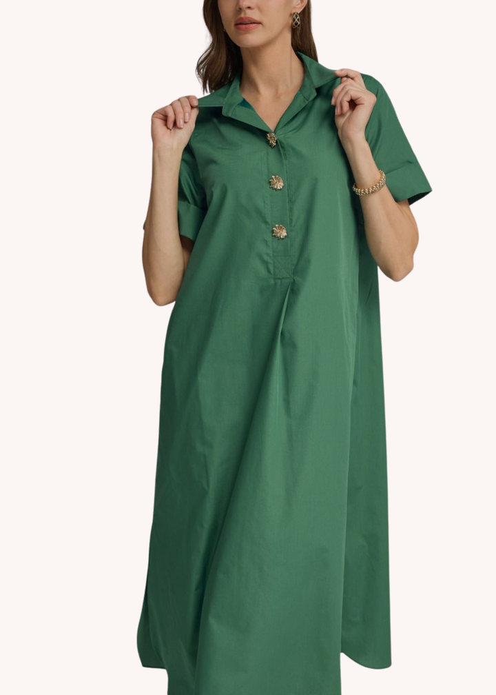Sloane Midi Dress in Hunter Green