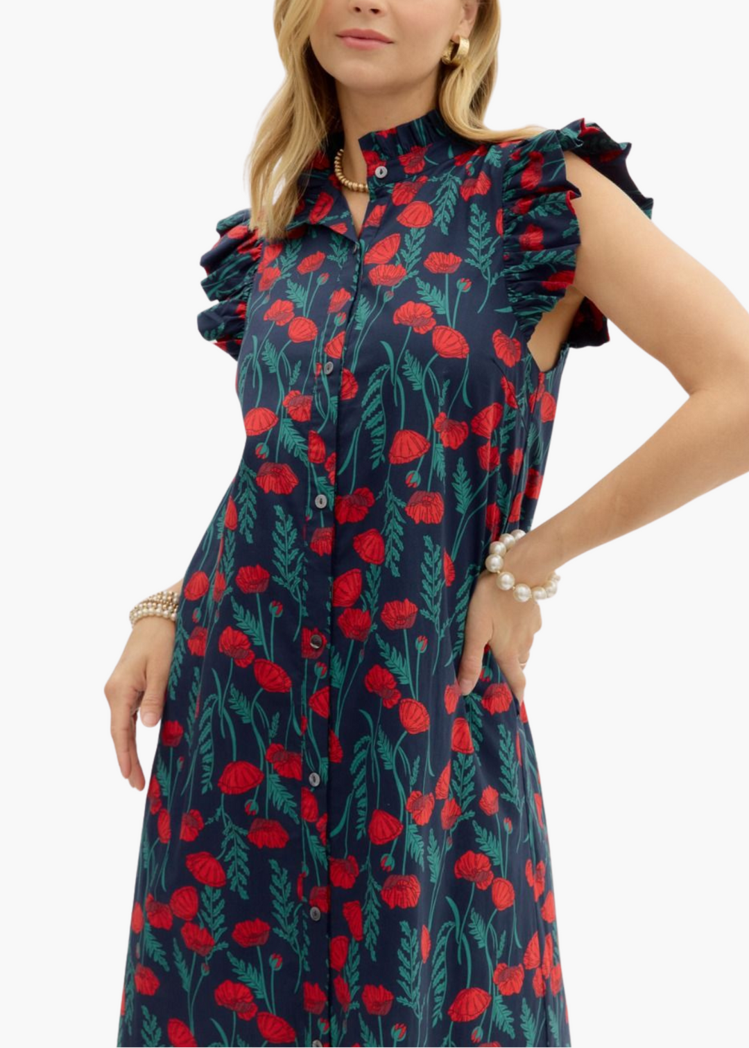 Jen Midi Dress in Navy