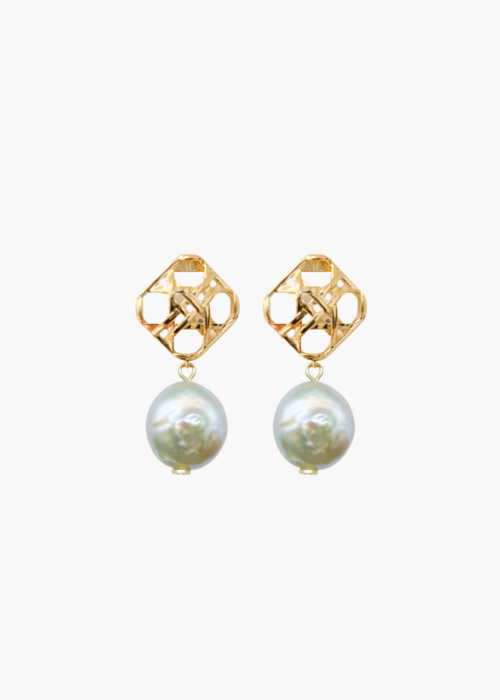Avignon White Coin Pearl Earrings