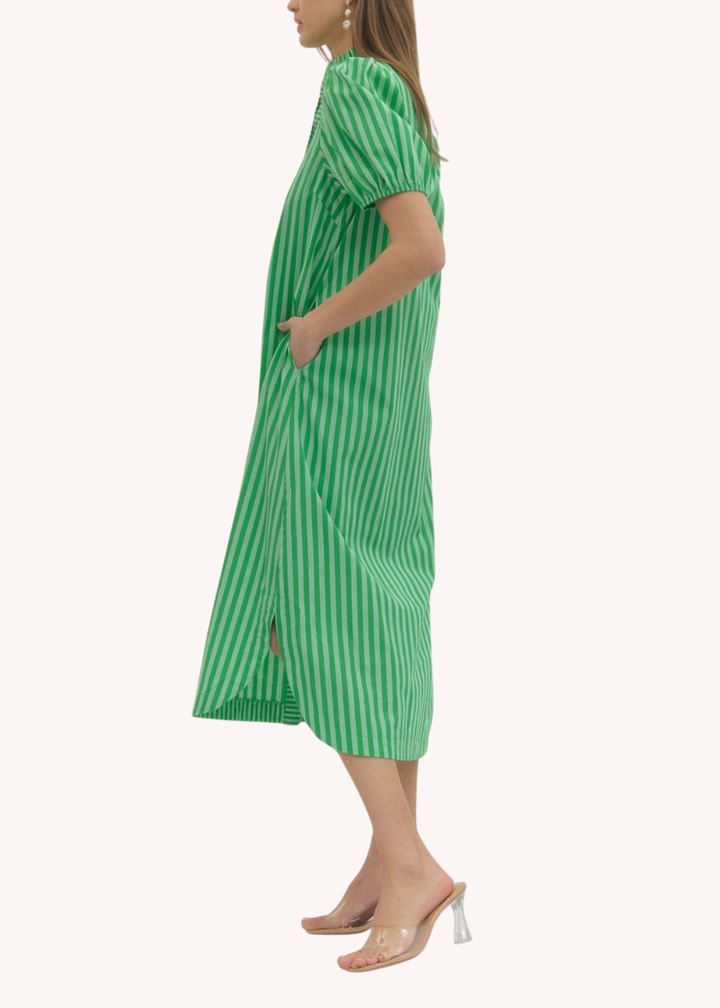 Madison Cotton Midi Dress in Green
