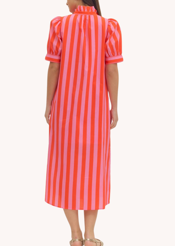 Juliet Striped Cotton Midi in Pink