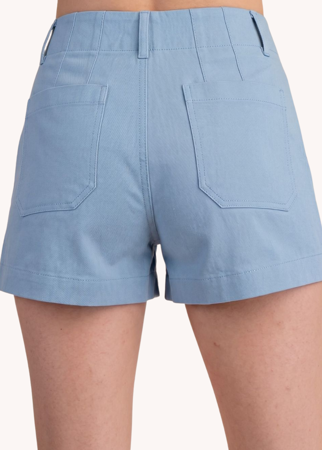 Colette Scalloped Shorts in Dusty Blue