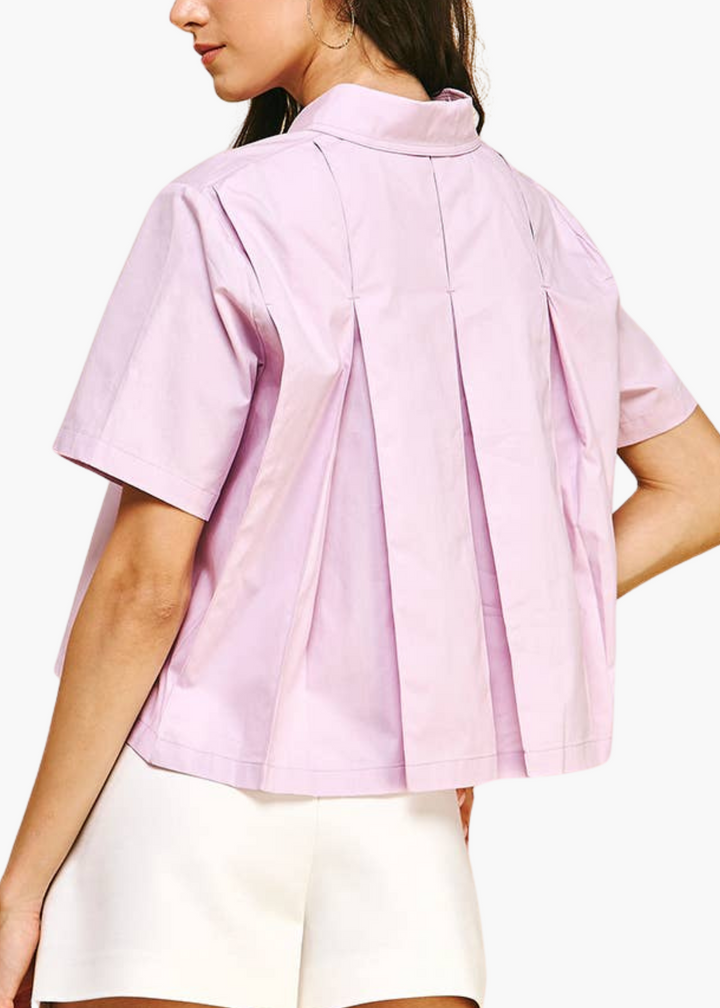 Morgan Cropped Button Up in Lavender