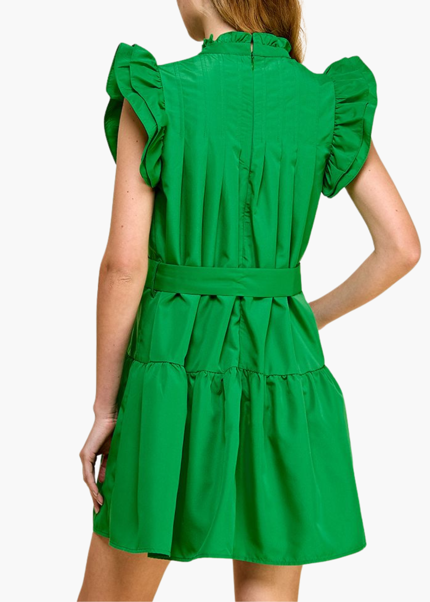 Julia Belted Mini Dress in Green