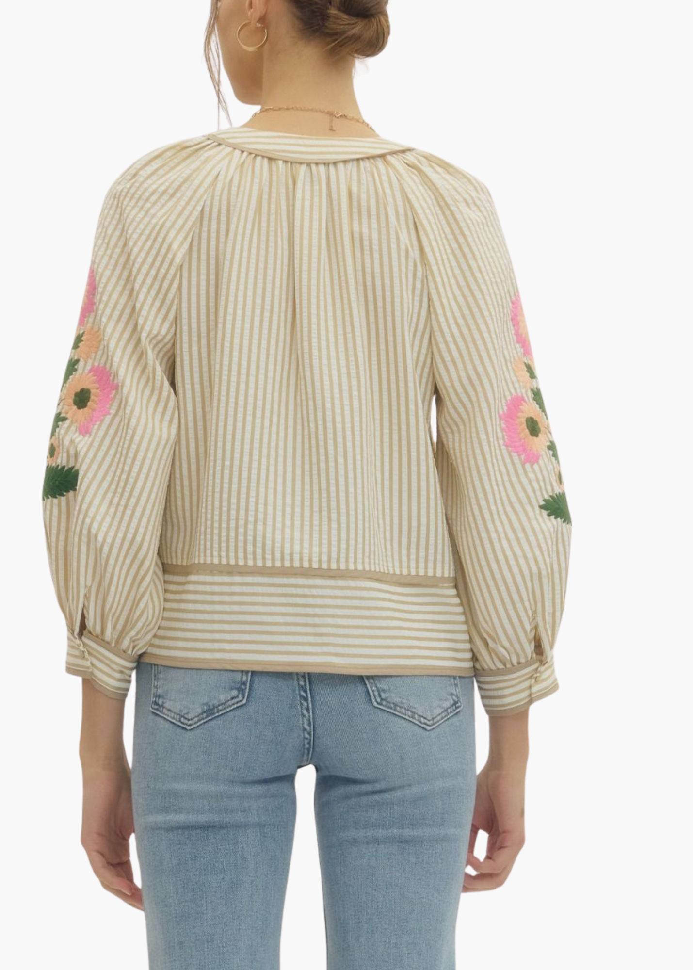 Jaipur Floral Top in Oatmeal