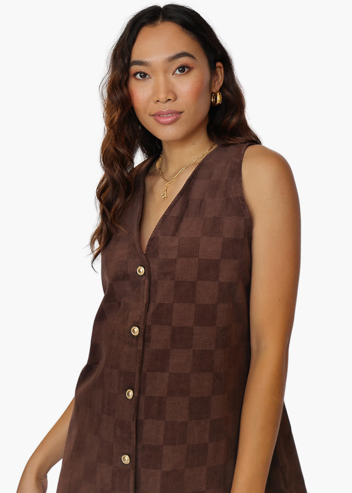 Dorothy Dress in Oak Check Cordoruy