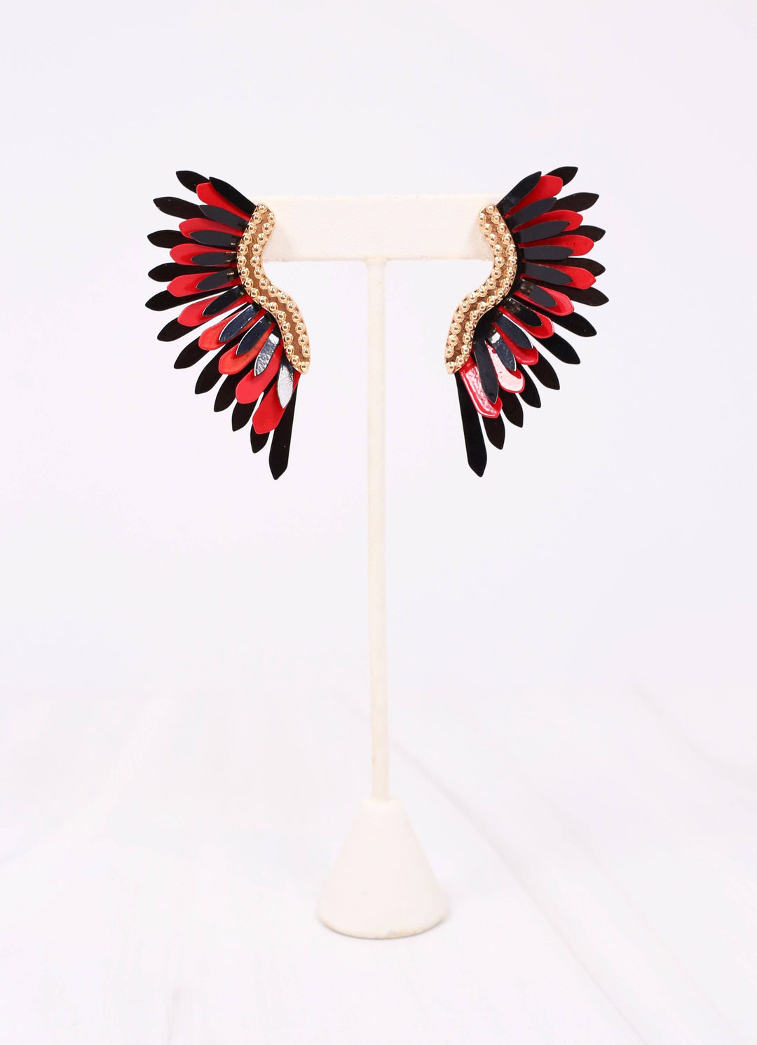 Farrell Metal Fan Earring in Red and Black