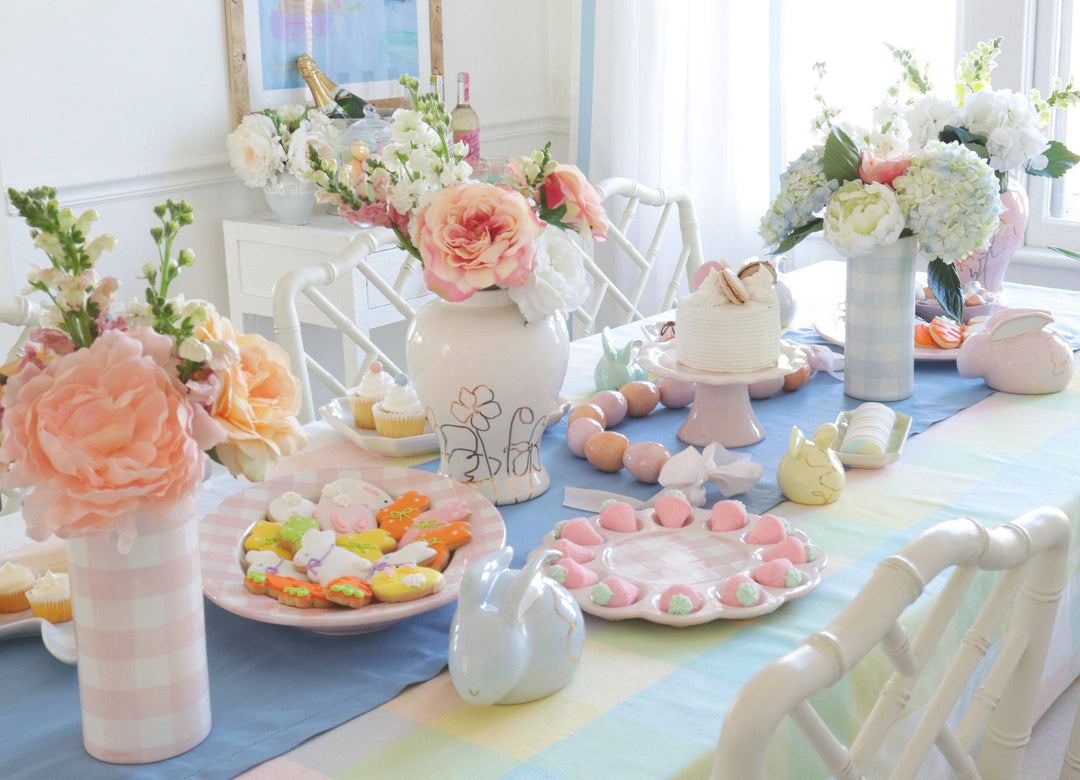 Gingham Vase in French Blue