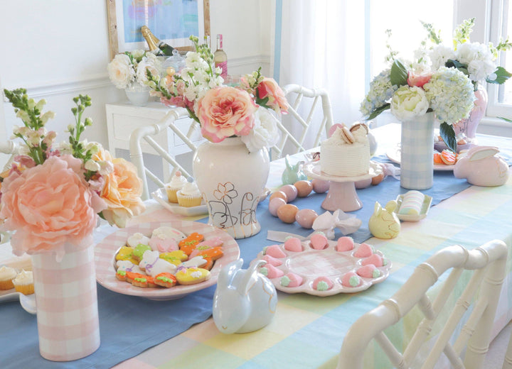 Gingham Vase in French Blue