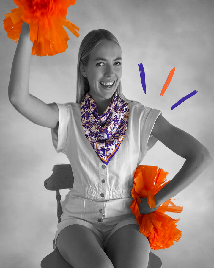 Purple + Orange Checkerboard Gameday Scarf