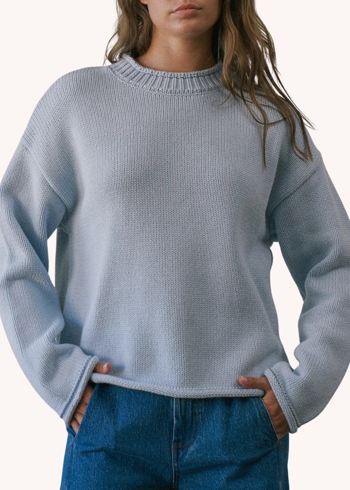 Roll Neck Sweater in Baby Blue