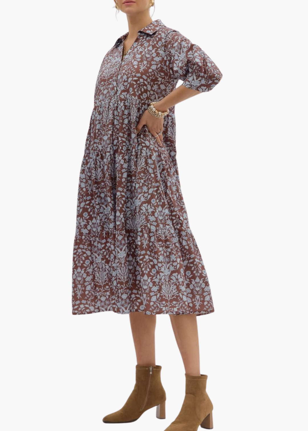 Karla Midi Dress in Brown