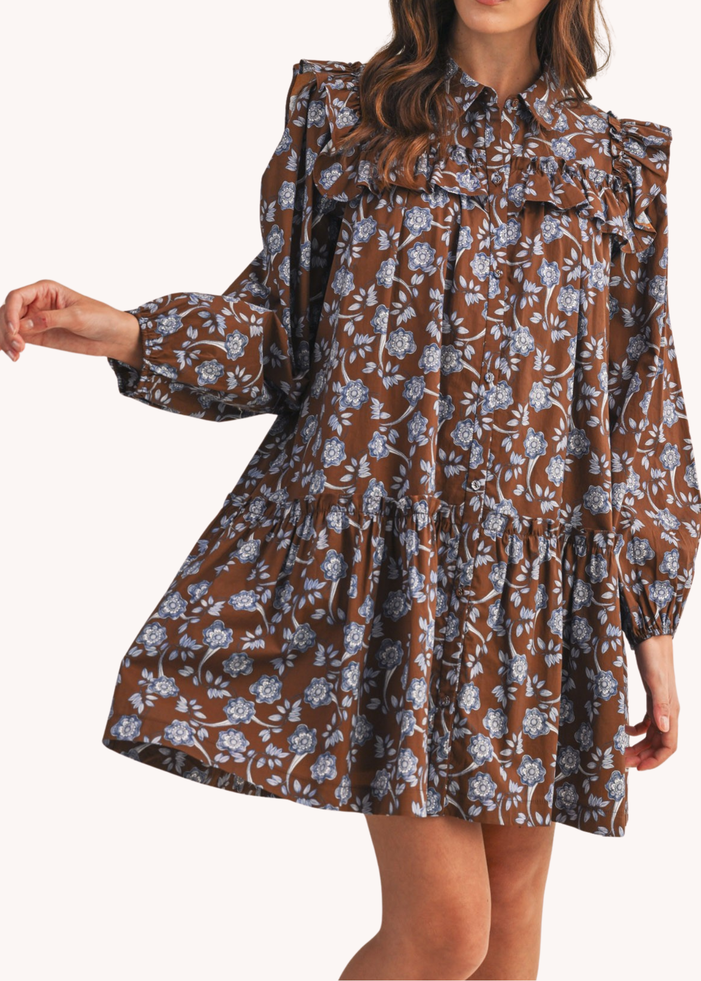 Genevieve Mini Dress in Brown