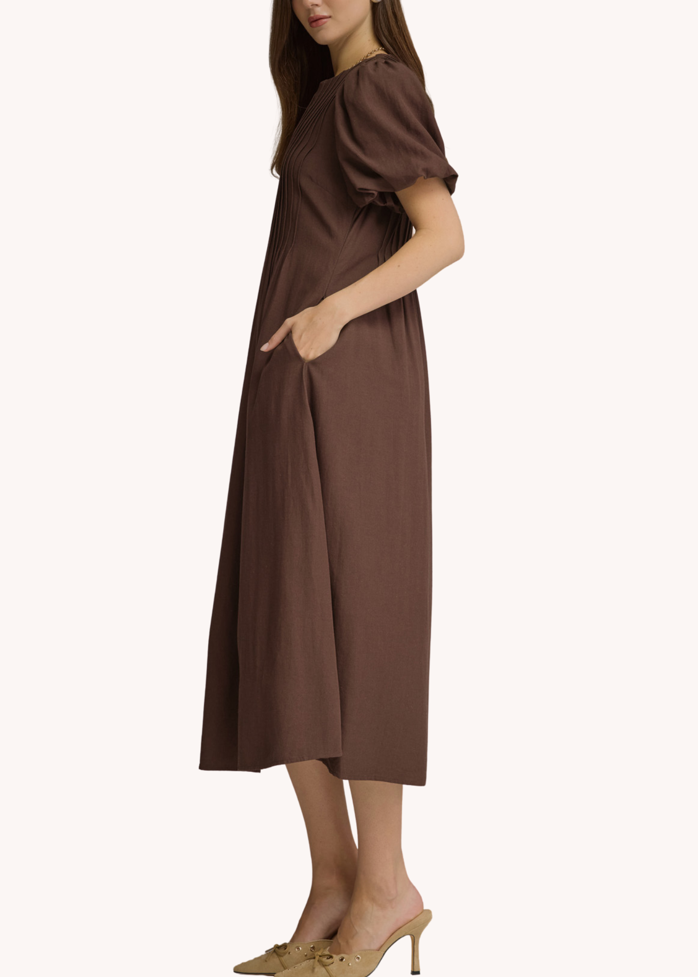 Graham Midi Dress in Chocolate