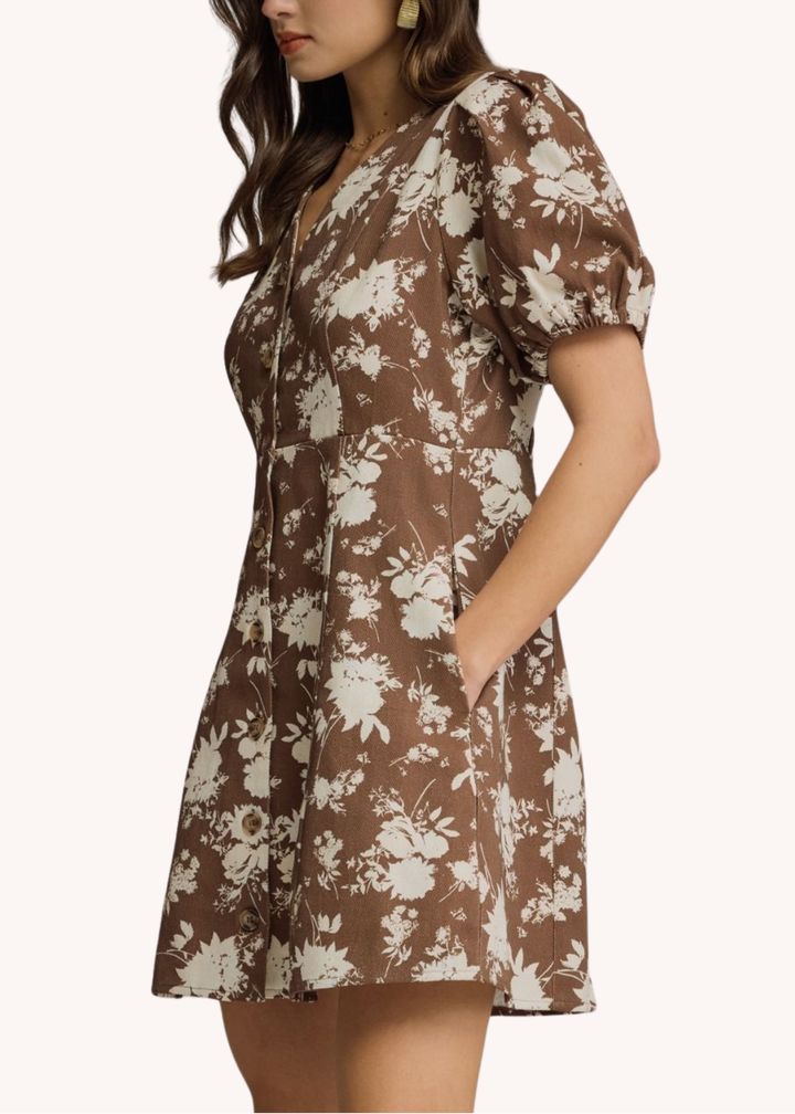 Katie Mini Dress in Brown