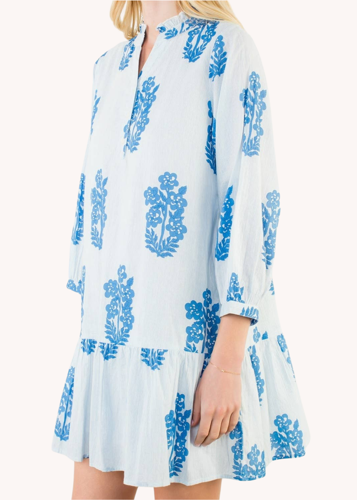 Blockprint Cotton Tiered Dress