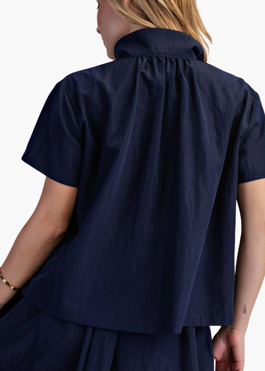 Chloe Lightweight Cotton Top in Navy