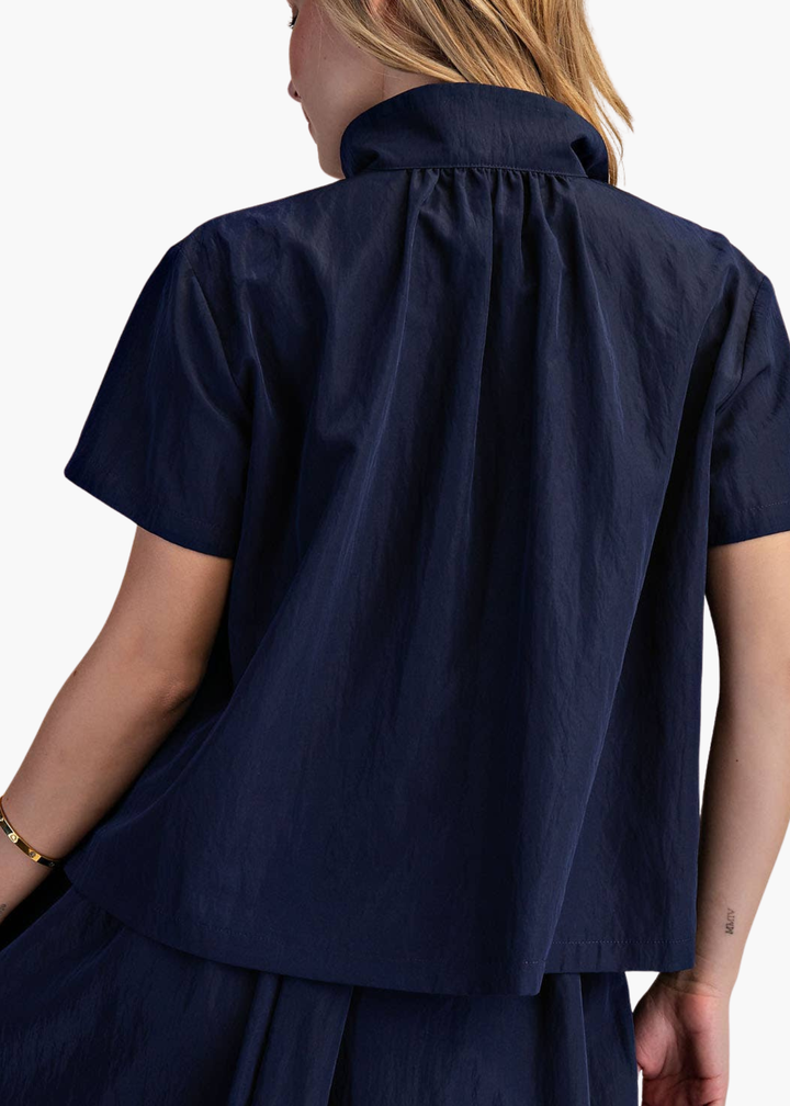 Chloe Lightweight Cotton Top in Navy