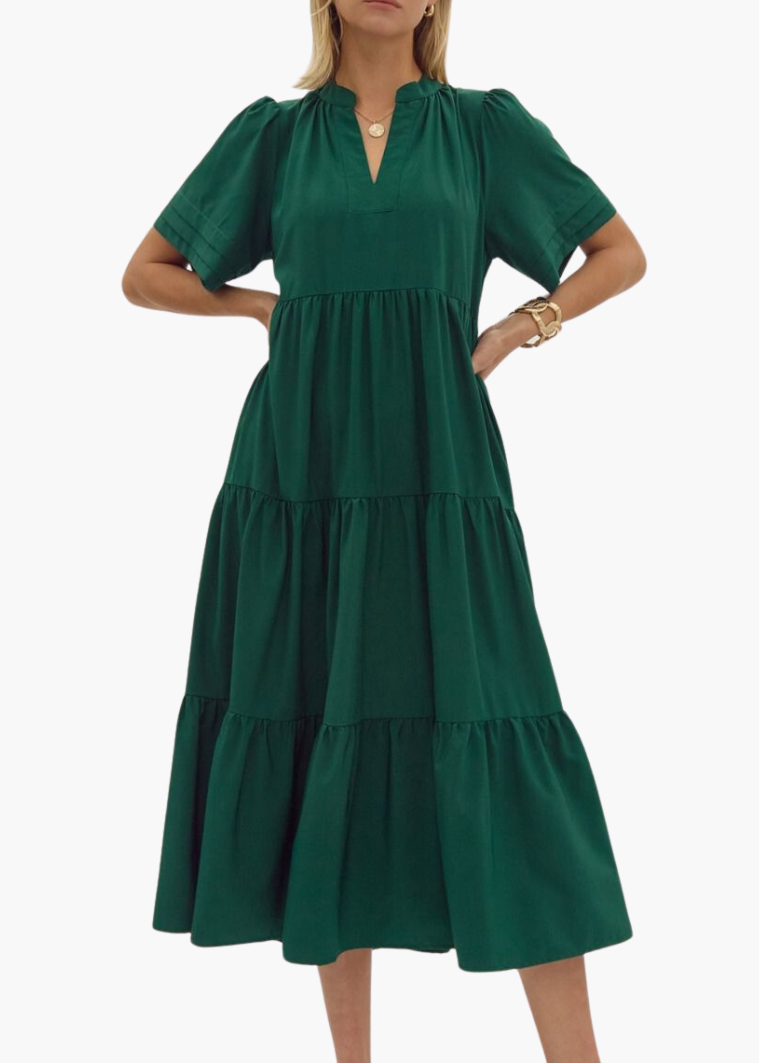 Greer Midi Dress in Forest