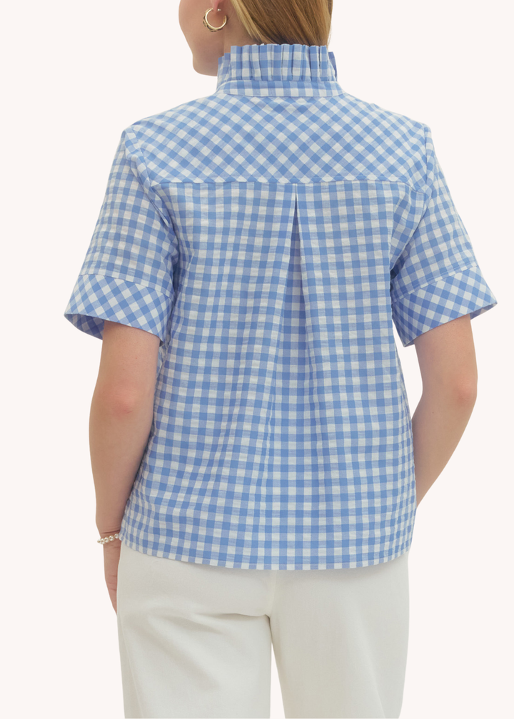 Gingham Cotton Top in Light Blue