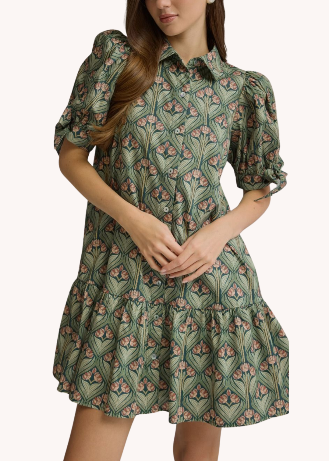 Emily Cotton Mini Dress in Hunter Green
