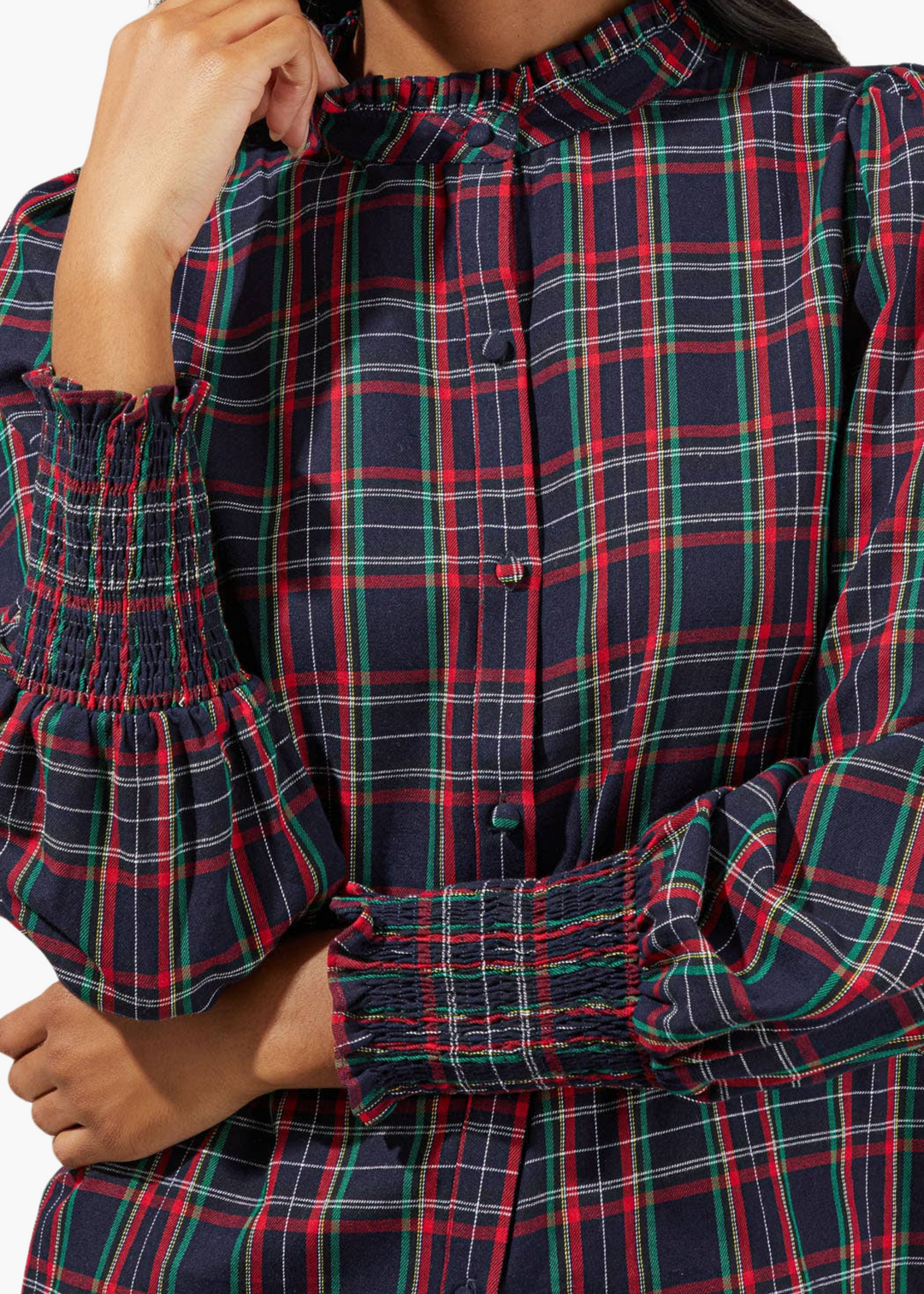 Brisvan Plaid Split Neck Top